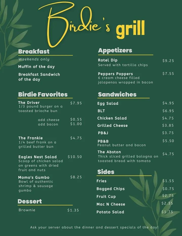 BIRDIES GRILL Updated August 2024 4000 Plantation Dr, Cookeville