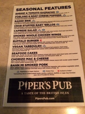 Menu photo 8 Piper's Pub Pittsburgh, PA