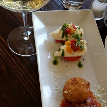 Trattoria Amici - Caprese and Rice Balls with a splash of wine - Italian Near Me - Glendale, California Trattoria Amici - Caprese and Rice Balls with a splash of wine - Italian Near Me - Glendale, California