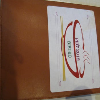 Pho 2012 Bistro - Menu cover. - Vietnamese Near Me - Anaheim, California
