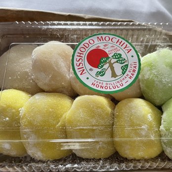 Nisshodo Candy Store - White is coconut, yellow is peanut butter and green is melona. - Candy Stores Near Me - Honolulu, Hawaii