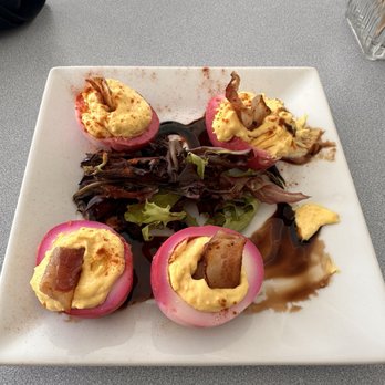 Oak & IVY - Deviled eggs with candied bacon - American Near Me - Albuquerque, New Mexico