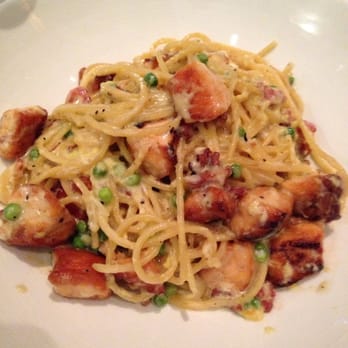 Mi Piace - Carbonara with added sautéed salmon. Bland bland bland! But the salmon was cooked well! - Italian Near Me - Pasadena, California Mi Piace - Carbonara with added sautéed salmon. Bland bland bland! But the salmon was cooked well! - Italian Near Me - Pasadena, California