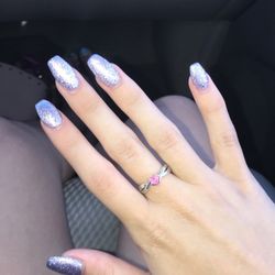 Beauty Nails & Spa - Lavender glittery nails