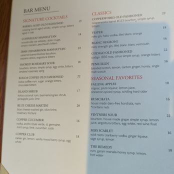Copperleaf Restaurant & Bar - Part of the drink menu - New American Near Me - SeaTac, Washington