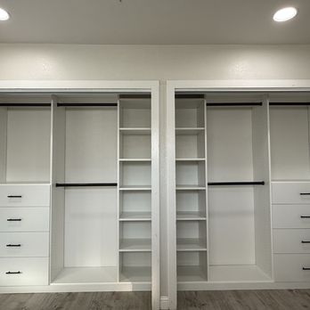 Closet Factory - Master bedroom side by side closet - Home Organization Near Me - corona, California Closet Factory - Master bedroom side by side closet - Home Organization Near Me - corona, California