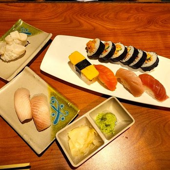 Sansei Seafood Restaurant & Sushi Bar - Horategei (left rear), Hamachi (left front), Issei Combo (right) - Sushi Bars Near Me - Honolulu, Hawaii Sansei Seafood Restaurant & Sushi Bar - Horategei (left rear), Hamachi (left front), Issei Combo (right) - Sushi Bars Near Me - Honolulu, Hawaii