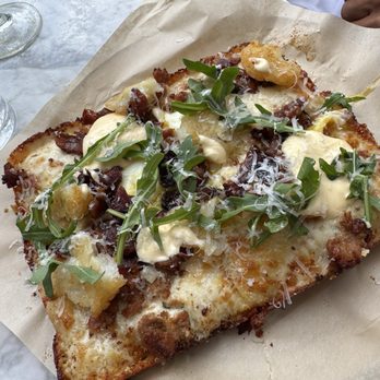 Culinary Dropout - Sausage, Bacon & Egg Pizza* - New American Near Me - Charlotte, North Carolina Culinary Dropout - Sausage, Bacon & Egg Pizza* - New American Near Me - Charlotte, North Carolina