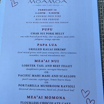 Moa Moa - the menu - Hawaiian Near Me - Kapaa, Hawaii