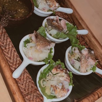Boran - Maing Pla Too (Thai Mackerel lettuce wrap, noodle, ginger, red onion, turmeric, peanut, served with Thai Seafood Sauce) - Thai Near Me - Brooklyn, New York