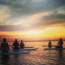 Liquid Bliss Yoga - Sunset SUP Yoga class on the Barnegat Bay, in LBI.