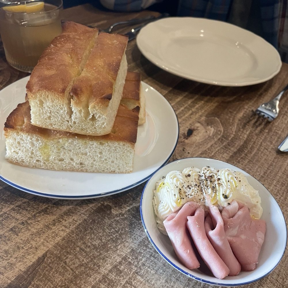 Ofena - Focaccia w/whipped ricotta & mortadella (4/5): the bread is SO good. Light, fluffy, crispy on the outside - Italian Near Me - San Francisco, California