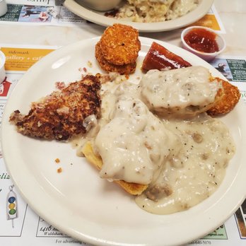 Moody's Diner - Biscuits & Gravy with a side of cheddarwurst, side of corned beef hash and side of the mini potato pancakes. Sides were split with someone. - Diners Near Me - Waldoboro, Maine Moody's Diner - Biscuits & Gravy with a side of cheddarwurst, side of corned beef hash and side of the mini potato pancakes. Sides were split with someone. - Diners Near Me - Waldoboro, Maine