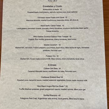 Castro’s - Dinner menu as of November 19, 2021 - Latin American Near Me - Honolulu, Hawaii