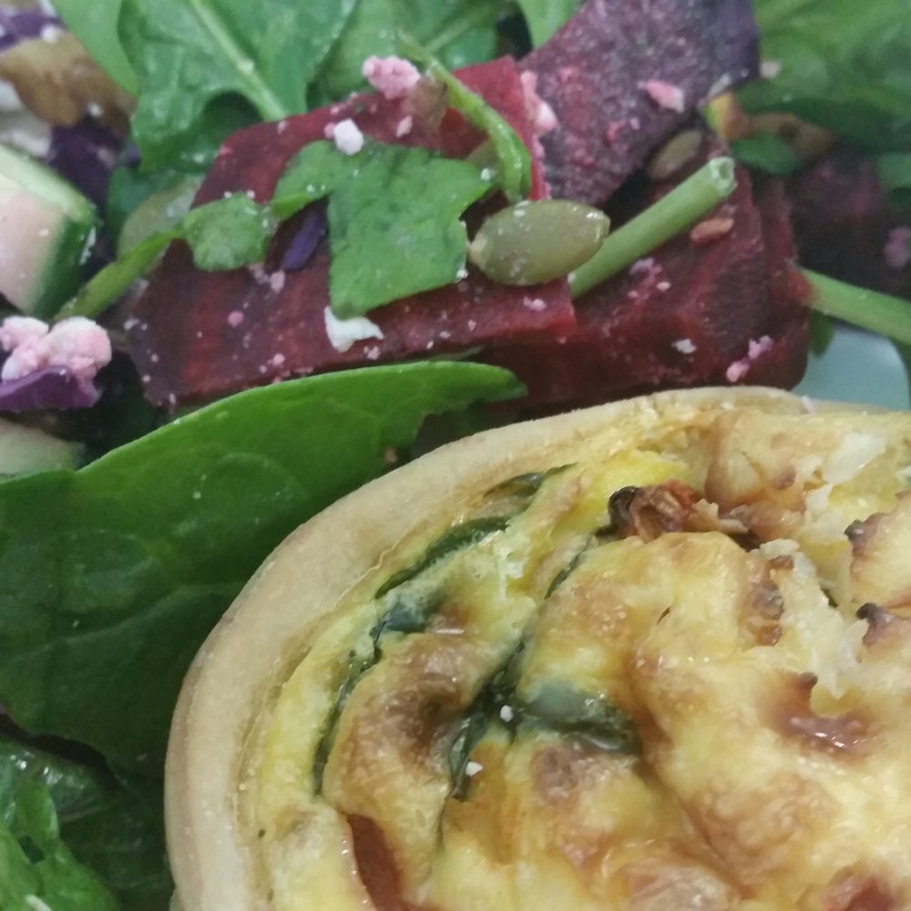 Spoon - Cheese and spinach quiche plus salad. $10 special.  What a steal! - Coffee & Tea Near Me - Brisbane, QLD