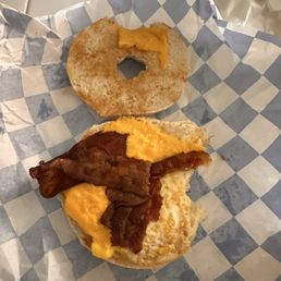 Bacon Egg and Cheese on a plain bagel