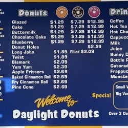 Daylight Donuts - Menu