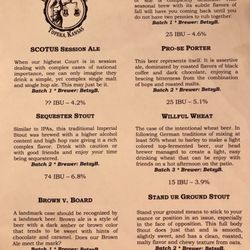 Barristers Brewing Inc. - Beer Docket - sample; the offerings change.