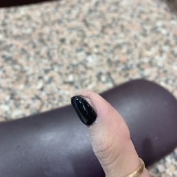 My finger is so sensitive bc she filed into the meat under my nail??? And didn't paint the entire nail. My finger is so sensitive bc she filed into the meat under my nail??? And didn't paint the entire nail.