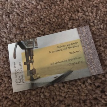 Jackson Buckman - Rodenna's business card - Sewing & Alterations Near Me - Vallejo, California