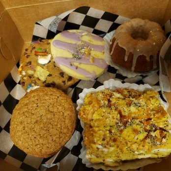 Cat's Luck - Compost cookie, lavender cookie, lemon bundt cake, oatmeal cream pie cookie, everything bagel and cream cheese pastry - Vegan Near Me - Neptune City, New Jersey Cat's Luck - Compost cookie, lavender cookie, lemon bundt cake, oatmeal cream pie cookie, everything bagel and cream cheese pastry - Vegan Near Me - Neptune City, New Jersey