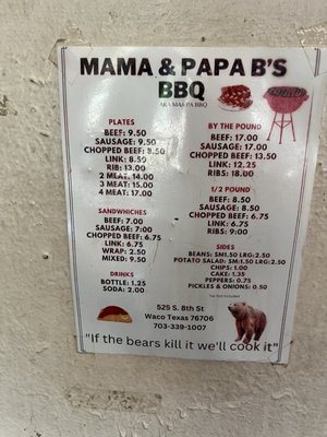 Menu photo 1 Mama & Papa B's Bar-BQ Waco, TX