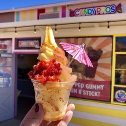 Pineapple Dole Whip with Fresh Strawberries, Pineapple and Tajin