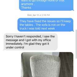 Ashley Store - Damage furniture and conversation