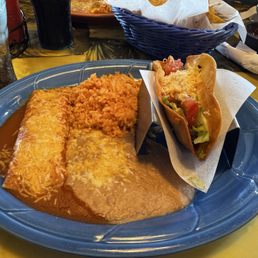Enchilada and shredded beef fried taco Enchilada and shredded beef fried taco