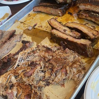 GQue BBQ Lone Tree - Family feast that we devoured! So good!!!! - Barbeque Near Me - Lone Tree, Colorado