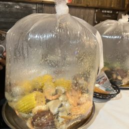 Potato, corn. Shrimp, scallops and crabs. Potato, corn. Shrimp, scallops and crabs.