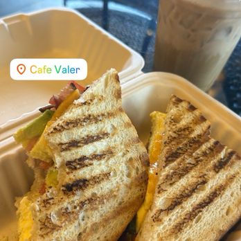 Cafe Valer - Avocado Breakfast Sandwich Signature Salted caramel banana latte - Coffee & Tea Near Me - West Covina, California