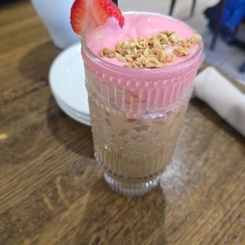 Santos Cafe & Mexican Grill - Fresas con crema latte (Valentine's menu) - Mexican Near Me - Denver, Colorado