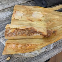 California Street Market - Pork tamale unwrapped