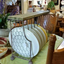 The Nest Antique Store - Chicken wire plate rack
