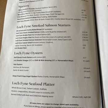 Loch Fyne Oysters - Menu - Seafood Near Me - Cairndow, AGB Loch Fyne Oysters - Menu - Seafood Near Me - Cairndow, AGB