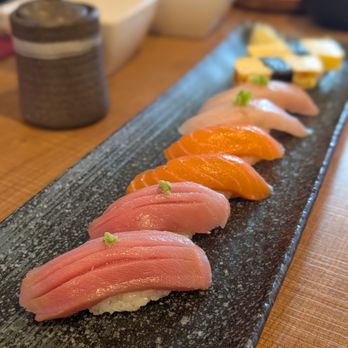 Sushi Daisuki - Toro, salmon, yellowtail, tamago - Sushi Bars Near Me - San Francisco, California Sushi Daisuki - Toro, salmon, yellowtail, tamago - Sushi Bars Near Me - San Francisco, California