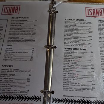 Isana - Menu - Sushi Bars Near Me - Kihei, Hawaii