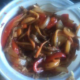 Shredded beef spread out, literally all vegetables