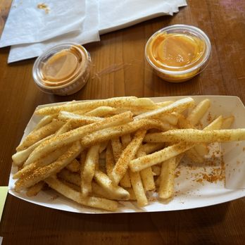 Seoul Hotdog - Side of French Fries dusted with Chili Cheese powder. - Korean Near Me - Lynnwood, Washington Seoul Hotdog - Side of French Fries dusted with Chili Cheese powder. - Korean Near Me - Lynnwood, Washington