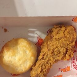 Popeyes Louisiana Chicken - Drumstick and biscuit