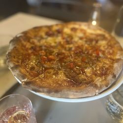 Hawkeye & Huckleberry Lounge - Pepperoni and sausage pizza with hot honey