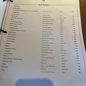 Harvest - red wines - New American Near Me - Laguna Beach, California