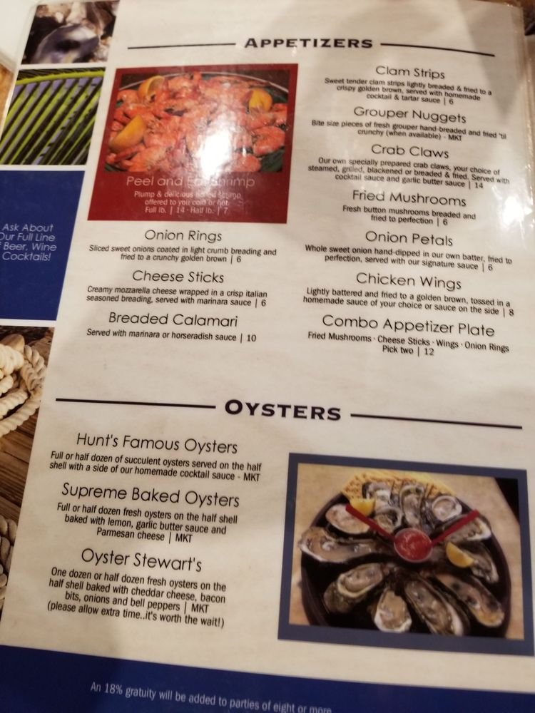 Online Menu Of Hunts Seafood Restaurant Oyster Bar Hunts Seafood Restaurant Oyster Bar