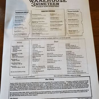 Warehouse 319 - Lunch menu - New American Near Me - Jasper, Alabama