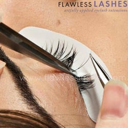 Flawless Lashes - This is the type of detailed work we do, extensions applied to one natural eyelash at a time.  Classic eyelash extensions.