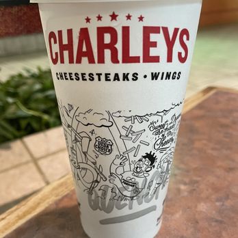 Charleys Cheesesteaks - Cup says wings but didn't see on their menu - Cheesesteaks Near Me - Charleston, South Carolina