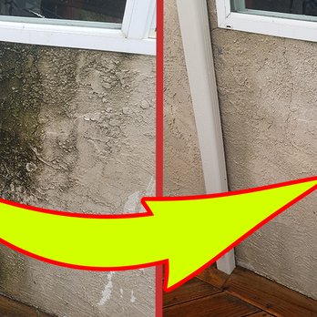 Rain Gutter Cleaning - High Pressure Washing a Rain Gutter and wall, Before and After Picture - Gutter Services Near Me - San Diego, California Rain Gutter Cleaning - High Pressure Washing a Rain Gutter and wall, Before and After Picture - Gutter Services Near Me - San Diego, California