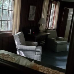 a chair and a bed