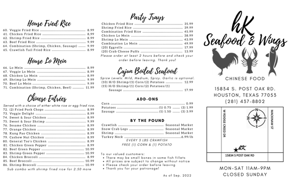 Menu photo 1 Hk Seafood & Wings Houston, TX